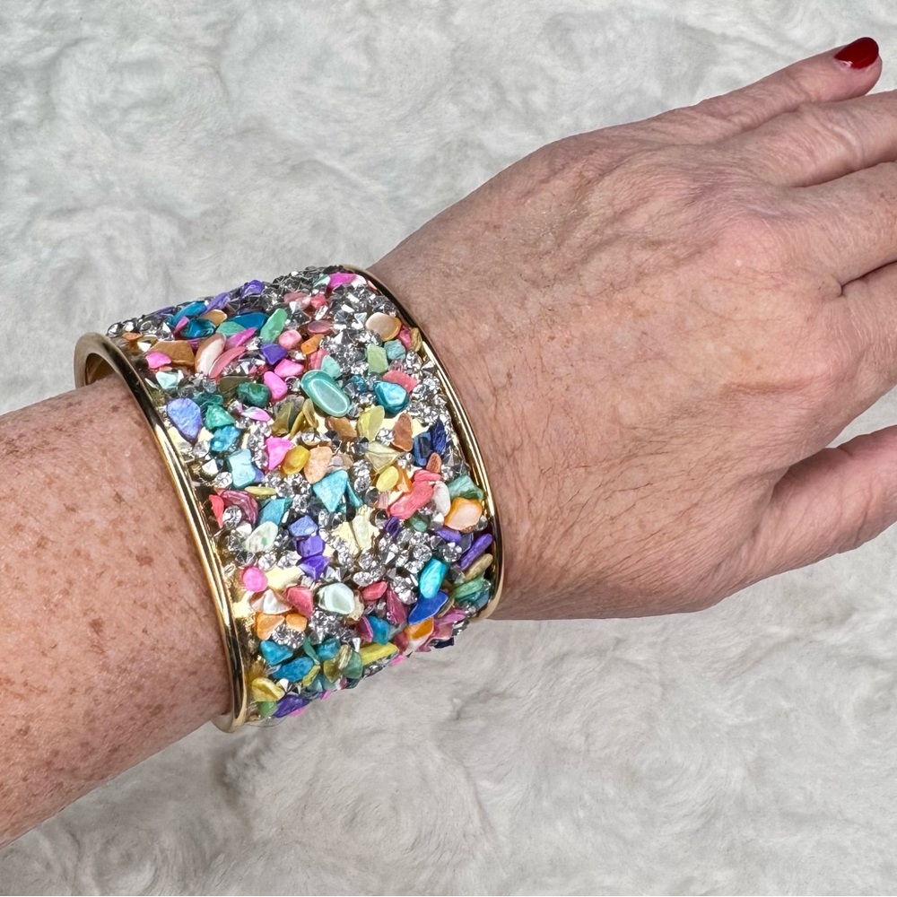 NWT Colorful Gemstone Gold Cuff Bracelet